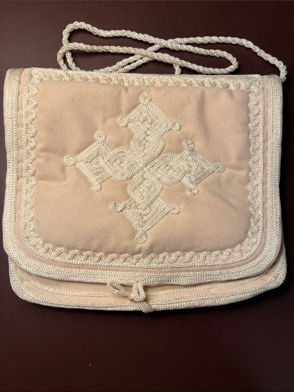 Beige Embroidered Crossbody Bag - Elegant Women’s Shoulder Purse